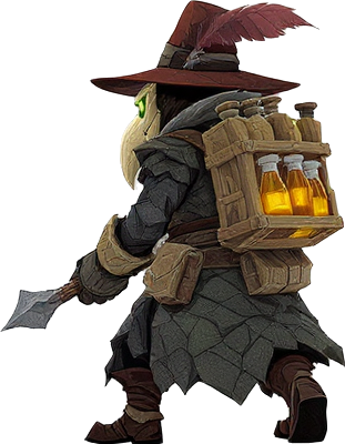 plague doctor with glowing vials