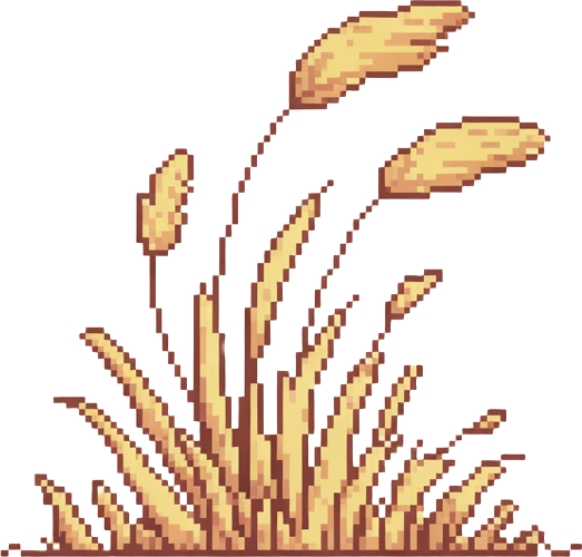 Golden grasses, wind chimes, scarecrows that move, half-seen ghost animals, gentle dusk lighting. Melancholy and beautiful. you would find in a "๐ป Sunset Prairie Spirits" Sprite pack