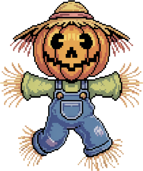 characters you would find in a "๐ป Sunset Prairie Spirits: Golden grasses, wind chimes, scarecrows that move, half-seen ghost animals, gentle dusk lighting. Melancholy and beautiful." Sprite pack