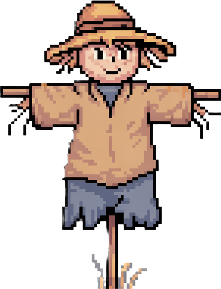 items you would find in a "๐ป Sunset Prairie Spirits: Golden grasses, wind chimes, scarecrows that move, half-seen ghost animals, gentle dusk lighting. Melancholy and beautiful." Sprite pack