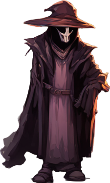 plague doctor with glowing vials