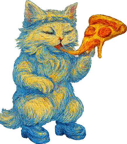 disco cat eating pizza