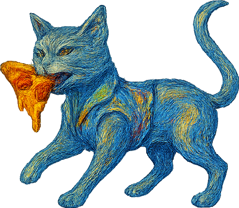 disco cat eating pizza